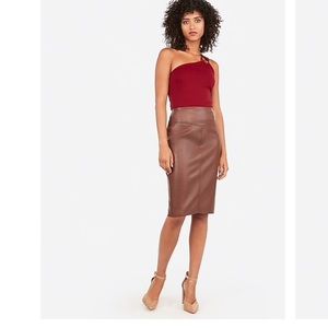 NWT Brown vegan leather pencil skirt from express
